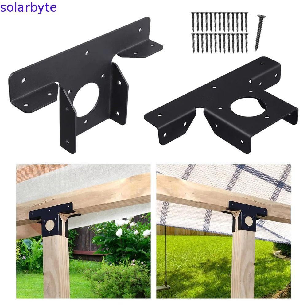 SOLARBYTE ขายึด Pergola 2 ชิ้น, โครงมุม Pergola รูปตัว T แบบปรับได้, ฮาร์ดแวร์ 3 ทิศทางความต้านทานกา