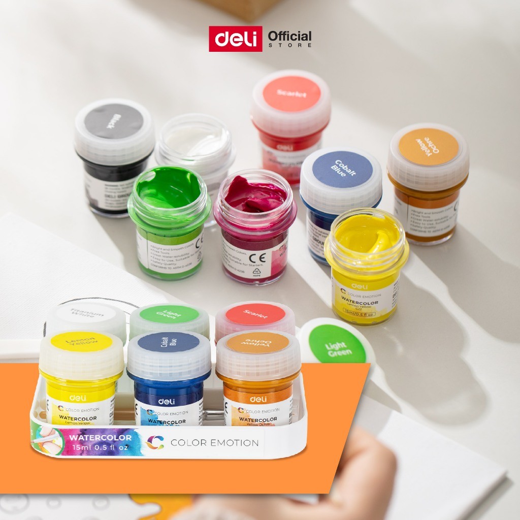 ชุดสีน้ำ 6สี/12สี Deli รุ่น C22 ขนาด 15ml กระปุกเล็ก กะทัดรัด เนื้อสีแน่น (6สี/12สี)(จำหน่าย 1 ชุด)