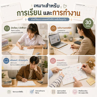 SKY กระดาษแพลนเนอร์ 30 แผ่น แบบฉีกได้ Weekly Monthly Planner กระดาษวางแผนรายสัปดาห์ รายเดือน กระดาษจดบันทึก Planner