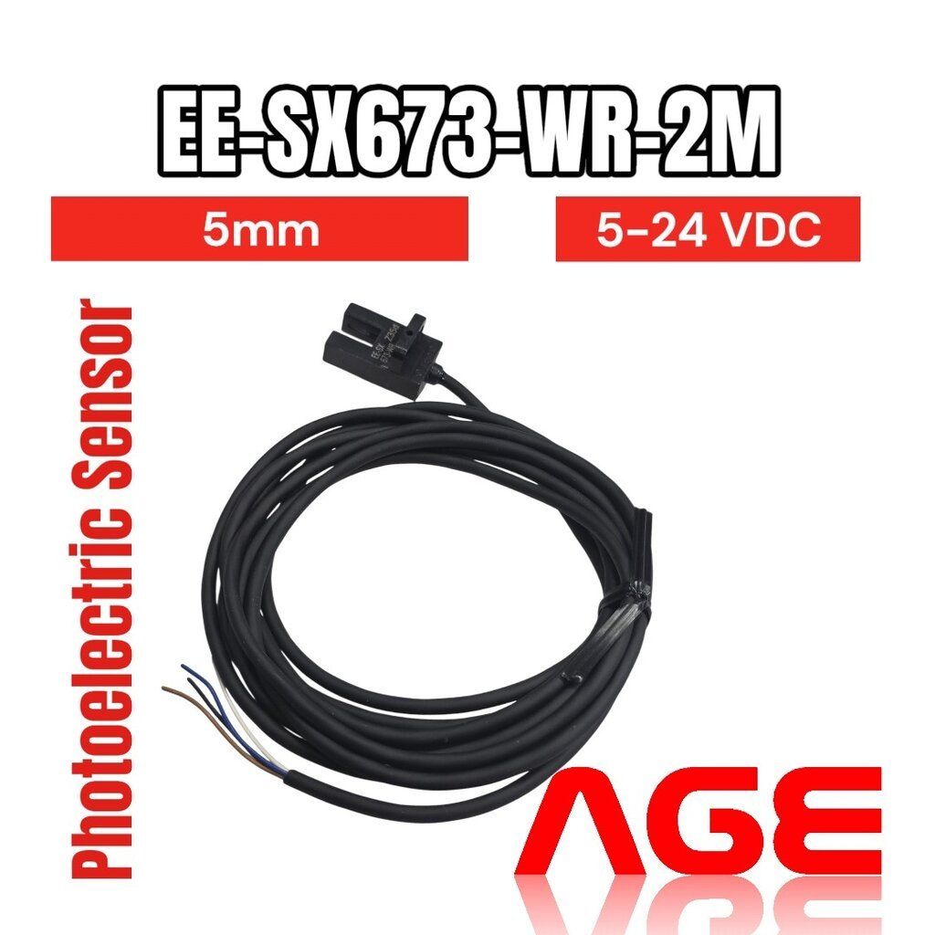 EE-SX673-WR-2M, Photoelectric Sensor ,5mm,5-24 VDC,NPN, SENSOR OPTICAL 5MM MOD SLOT TYPE,Light-On/Da