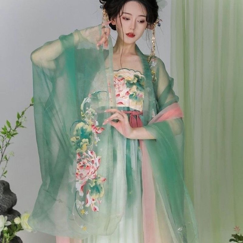 T Tang Xi < Feng Lotus Lift > สินค้าใหม่ Original Hanfu ผู้หญิงปักแขนเสื้อใหญ่ Made in Tang เต้านมยา