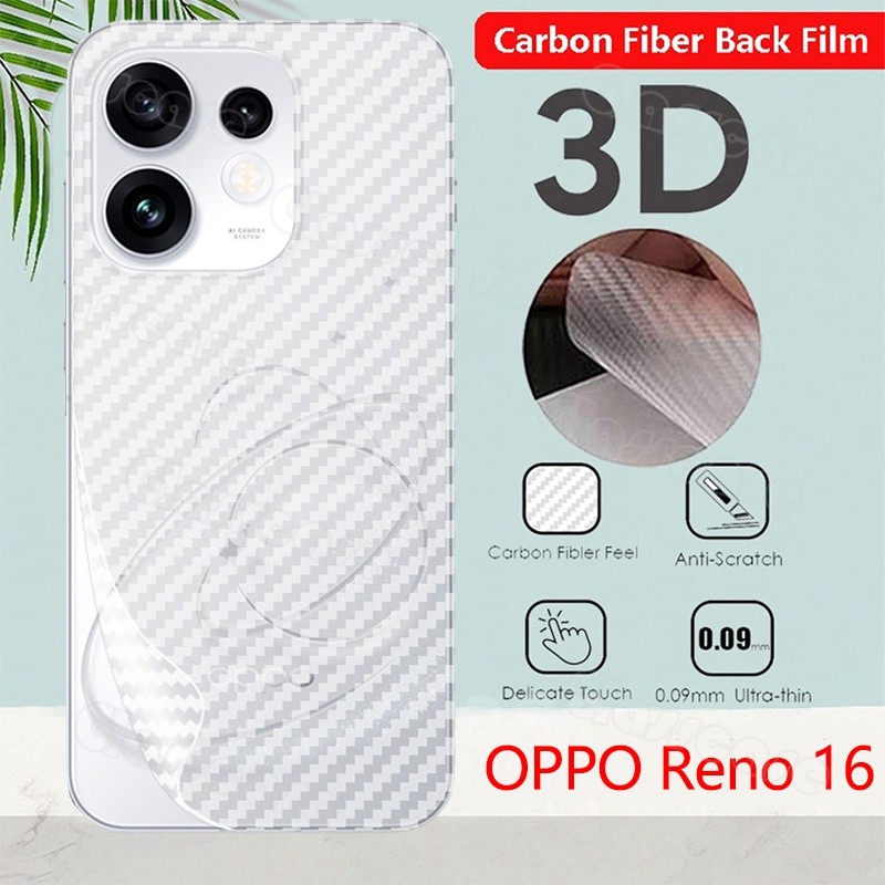 สําหรับ OPPO Reno16 F Pro Reno 16 16F 16Pro + 16ProPlus OPPOReno16 5G 4G 2026 Anti Slip 3D คาร์บอนไฟเบอร์ป้องกันหน้าจอด้านหลังป้องกันฟิล์มไม่กระจกนิรภัย