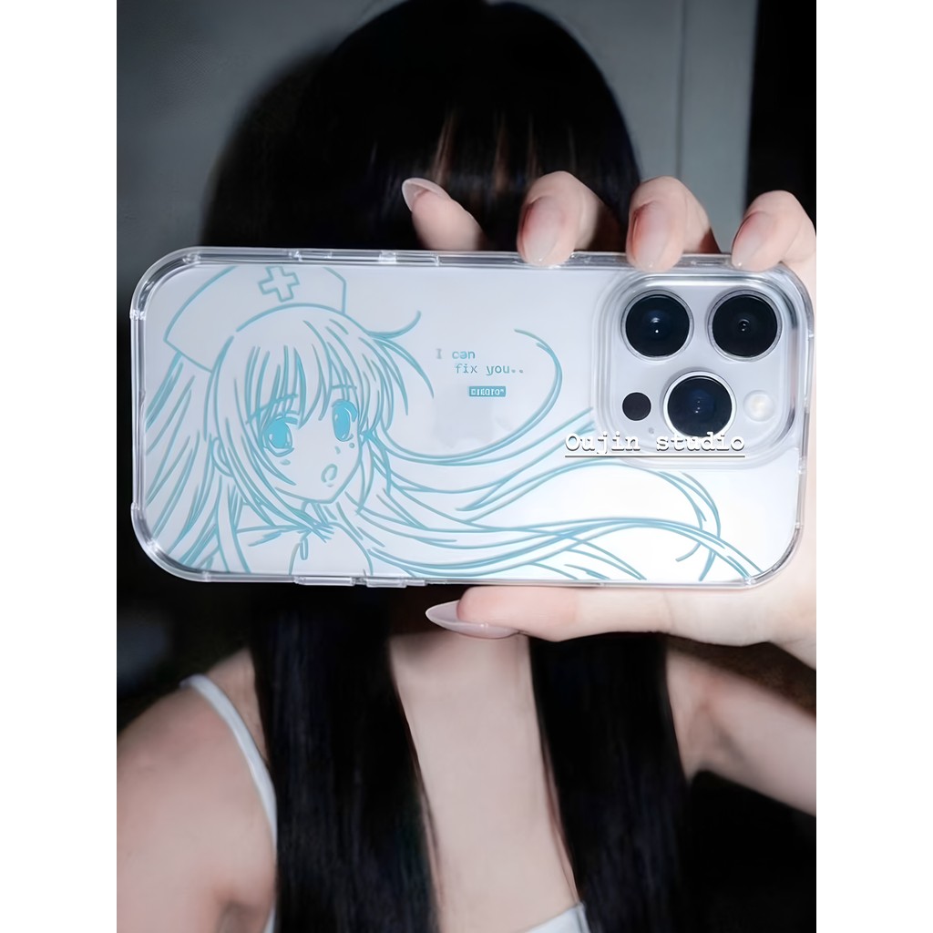 ญี่ปุ่นน่ารักสไตล์อินการ์ตูนอะนิเมะมือวาดสายพยาบาลอะนิเมะสาวเคสโทรศัพท์เหมาะสําหรับ17โปรแม็กซ์อะคริลิโปร่งใส15มือโปร ซอกสองมิติ16กรณีโทรศัพท์