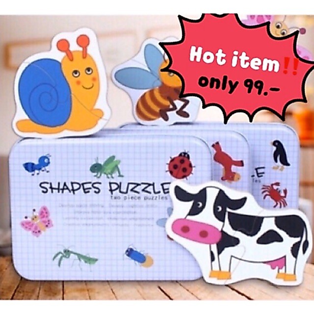 Shape Puzzle ตัวต่อไม้ รูปสัตว์ ผัก ผลไม้ แมลง รถ ของเล่นเสริมพัฒนาการ
