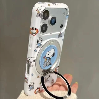 น่ารักสีขาวด้านล่างเต็มหน้าจอลูกสุนัข 360 หมุนวงเล็บแม่เหล็กเคสโทรศัพท์เหมาะสําหรับ ไอโฟน17 มือโปร สูงสุด 16 15 มือโปร สูงสุด กันกระแทกกล้องป้องกันลดลงฮาร์ดปกหลัง