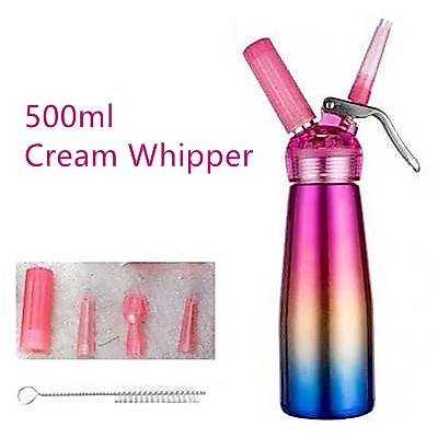 500มล. อลูมิเนียม ขวดสายรุ้ง ปืนครีม การไล่ระดับสีสามสี ขวดทำโฟมวิปครีม Cream Whipper ขวดทำโฟมวิปครีม ขวดทำโฟมวิปครีม