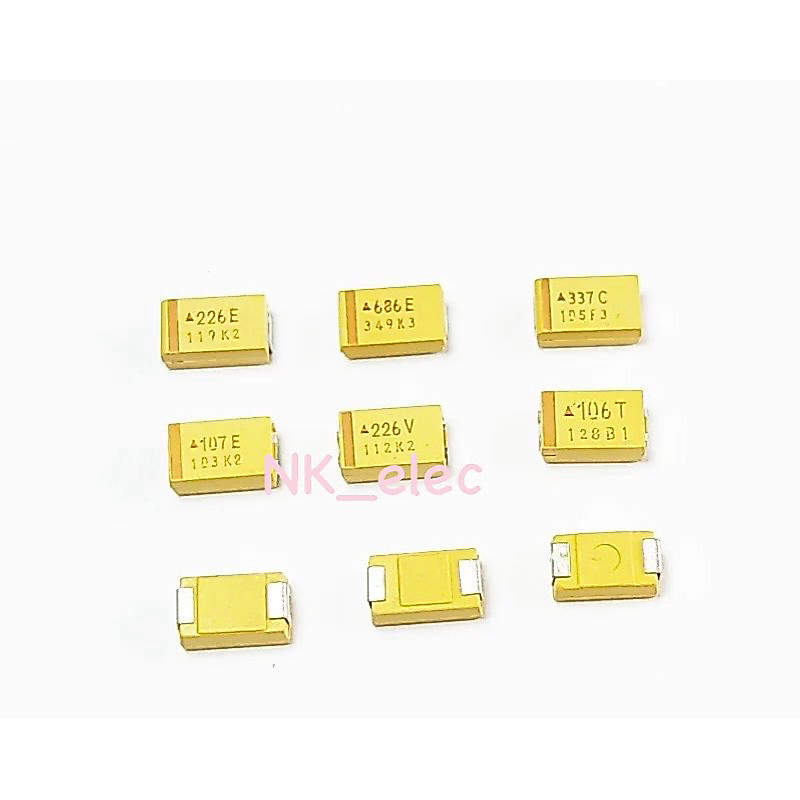 Tantalum แทนทาลั่ม SMD ไซต์ D ยาว 7.3 mm กว้าว 4.3 mm