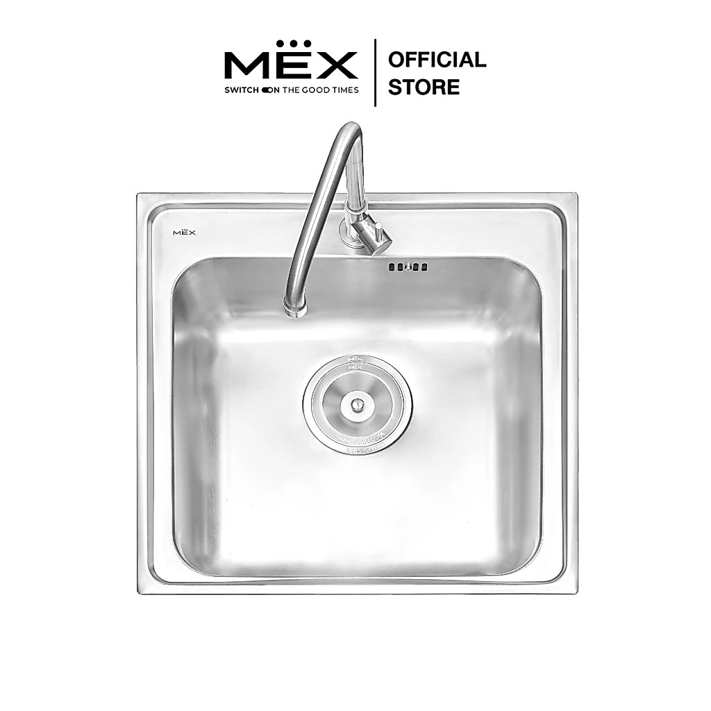 MEX รุ่น DLC50 อ่างล้างจาน 1 หลุม ขนาด 50 x 50 สเตนเลส สตีล AISI 304
