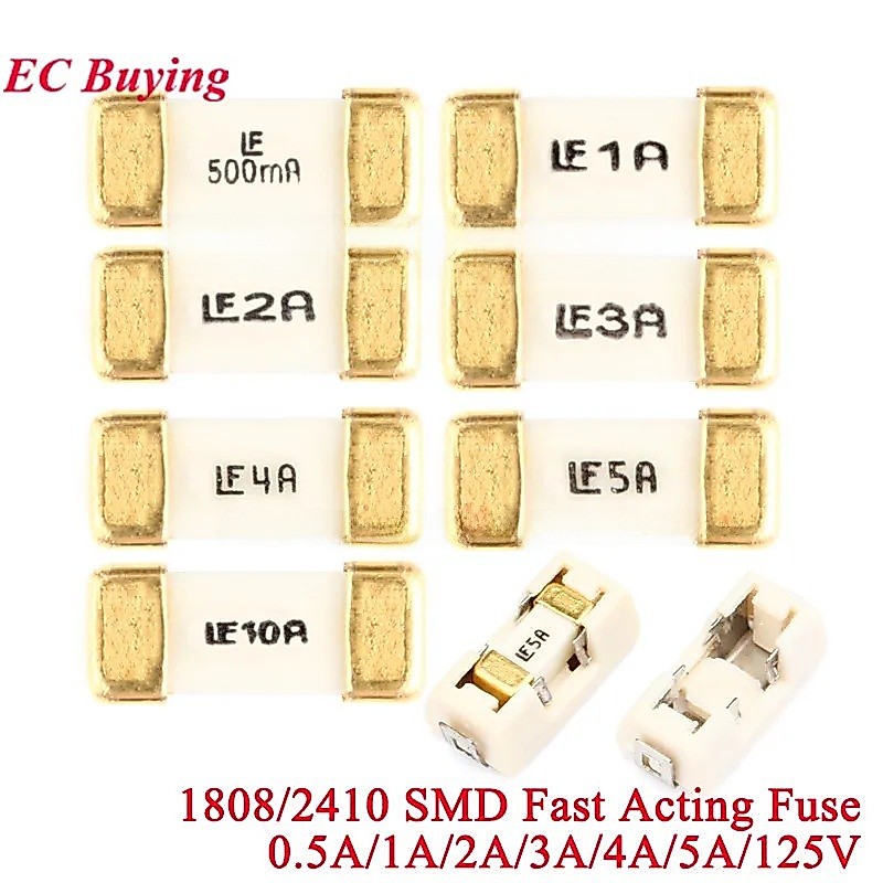 20 ชิ้น/5 ชิ้น 1808/2410 SMD Fast Acting ฟิวส์ Blow ฟิวส์ 0451 200mA 500mA 0.5A 1A 2A 3A 4A 5A 6.3A 7A 8A 10A 12A 15A 20A 125V/65V