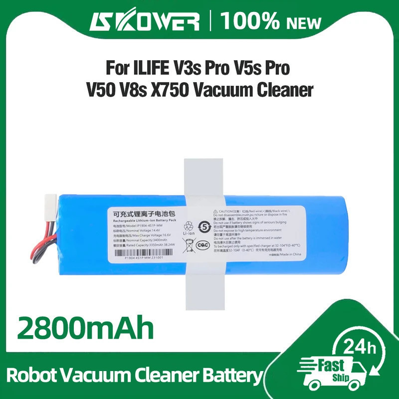 SKOWER แบตเตอรี่หุ่นยนต์สําหรับ ILIFE V3s Pro V5s Pro V50 V8s V8 Plus V80 X750 Ecovacs Deebot DF43 D