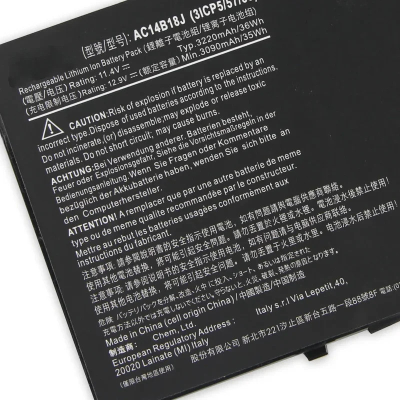 แบตเตอรี่ AC14B18J AC14B13J สําหรับ Acer V3-111P CB3-531 ES1-511 ES1-512 MS2394 EX2519 N15W4 AspireE