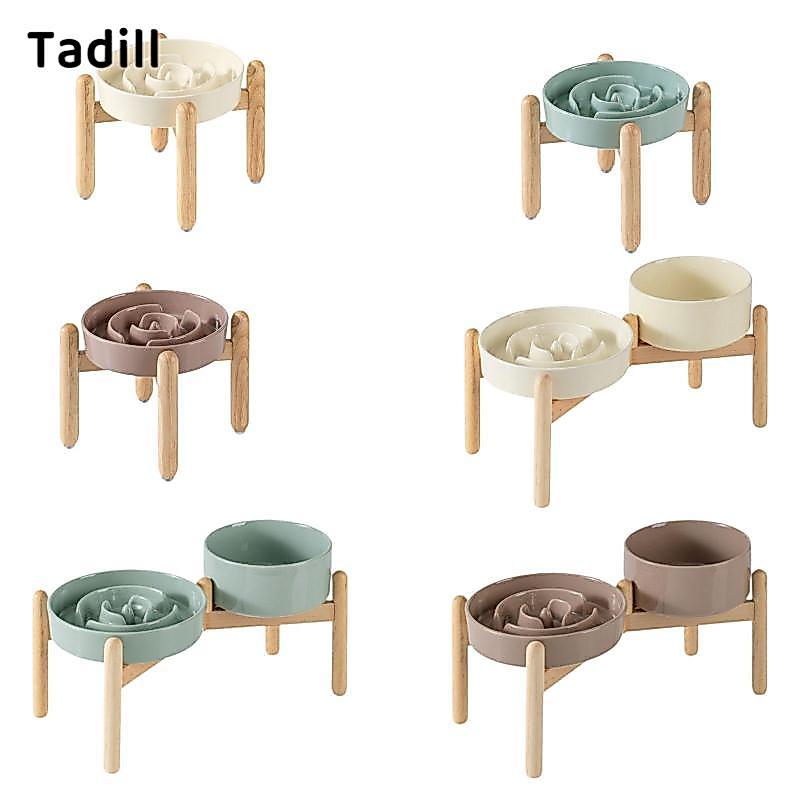Tadill เซรามิคช้า Feeder ชามสุนัข Anti Gulping สําหรับลูกแมวอาหารทําความสะอาดง่ายยกชามแมวอุปกรณ์สัตว์เลี้ยงชามสูง