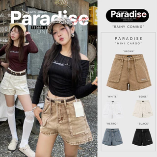Paradise | XS-2XL | กางเกงขาสั้นมินิคาโก้ ใส่เดินป่า ถ่ายรูปน้ำตกน่ารักชิลล์ๆ เอวสูงทรงสวย กระเป๋าข้าง ใส่เที่ยวคาเฟ่