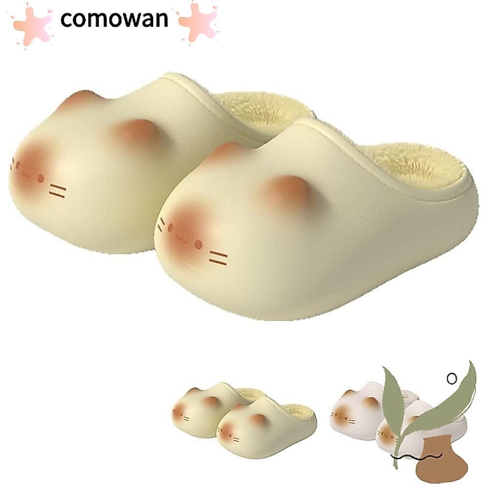 COMWAN รองเท้าแตะแมวน่ารัก ปิดนิ้วเท้า อบอุ่นและกันน้ํา