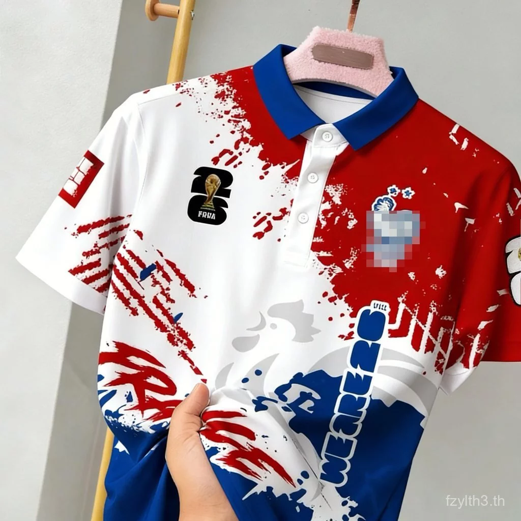 เสื้อฟุตบอลฝรั่งเศส 2026 นักสนับสนุนฟุตบอลโลกแฟชั่นที่สะดุดตาและสดใสเสื้อโปโลผู้ชายแขนสั้นผู้ชายเสื้อผ้า
