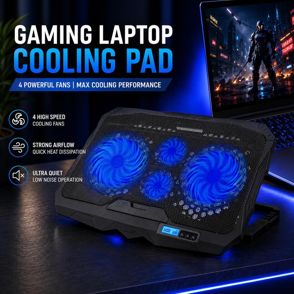 CALANDIS 17 นิ้ว 4 Fan Gaming Laptop Cooling Pad