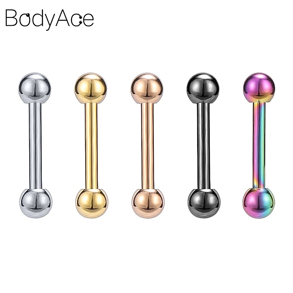 Bodyace สีสัน Antiภูมิแพ้คิ้วเจาะสแตนเลสแหวนคิ้วเครื่องประดับยืดหยุ่นกระดูกอ่อน Eyebrow Labret Barbells Body Piercings