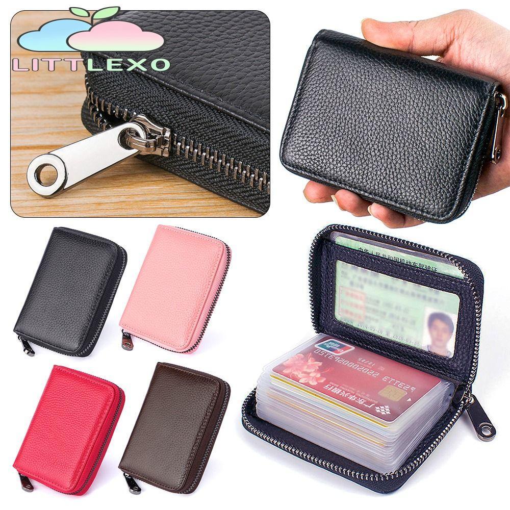 LITTLEX Credit Card Holder Women Men 20 Detents Zipper Business Card Purses