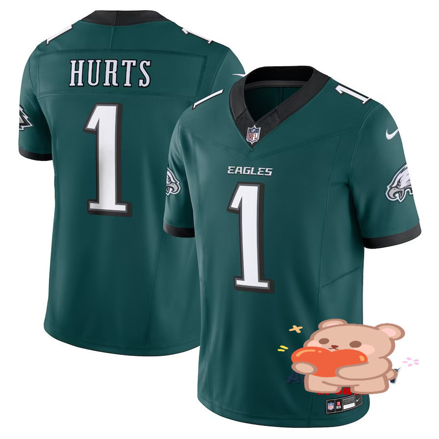 เสื้อยืดเอ็นเอฟแอลทีม Philadelphia Eagles สีดำของ Jalen Hurts Limited Edition