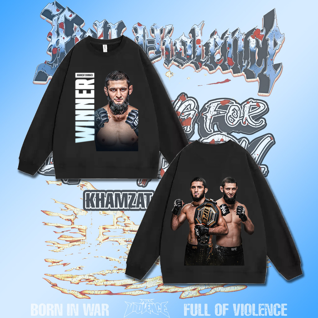 🏆【เตรียมจัดส่ง】Hamzat Chimayev wins UFC 319 เสื้อสเวตเชิ้ตคอกลมแขนยาว พิมพ์ลายคอตตอน นุ่ม ใส่สบาย #1