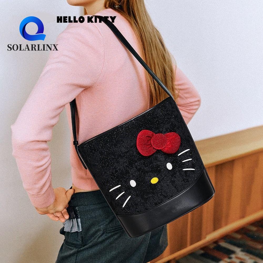 SolarLinx Kitty Bucket Bag ดีไซน์โบว์น่ารัก สไตล์อนิเมะ การ์ตูน ขนาดใหญ่พกพาสะดวกสำหรับหญิงสาว ใช้งานนอกบ้านได้อย่างยอดเยี่ยม