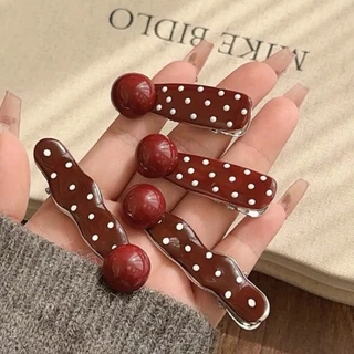 กิ๊บติดผม 1ชิ้น โทนสีแดงลายจุด พร้อมส่ง มาใหม่