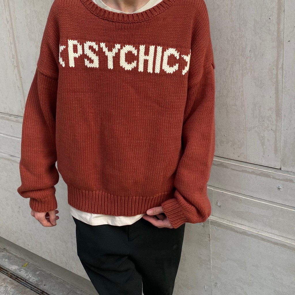 ERD Melanchon Fu รุ่นที่สอง Dark สีส้มสีแดงเสื้อกันหนาวขนสัตว์ boxy สั้นรอบคอตัวอักษรโลโก้เสื้อกันหน