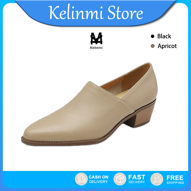 Kelinmi หนังส้นส้นสูง รองเท้าตัด 4 ซม สะดวกสบายในการทำงาน น้ำหนักเบา