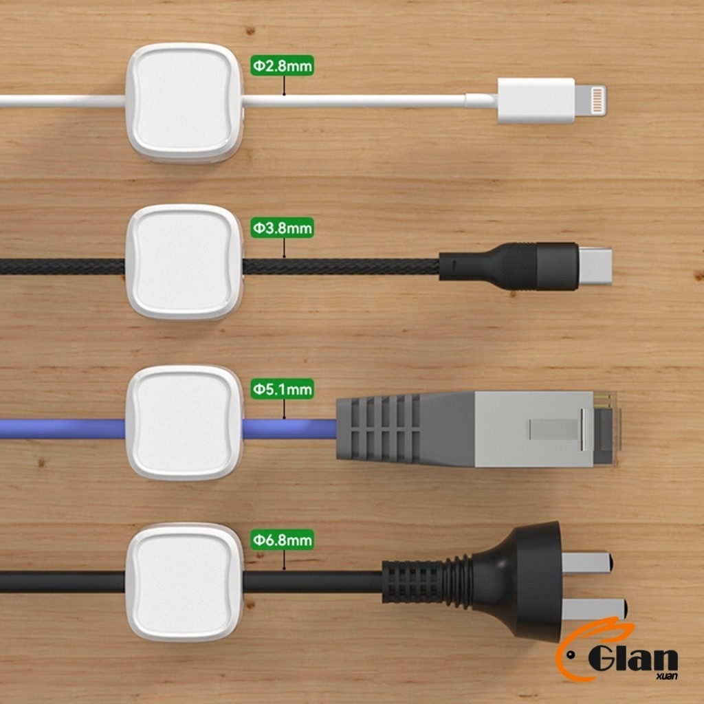 Glanxuan ที่เก็บสายชาร์จ ประเภทแม่เหล็ก สายไฟ อุปกรณ์จัดระเบียบสาย USB 6ชิ้น/แพ็ค ดำหรือขาว cable storage clip - รูปที่ 7