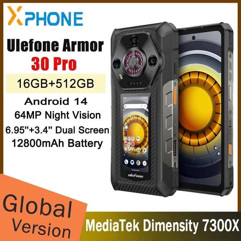 Ulefone Armor 30 Pro 5Gโทรศัพท์ที่ทนทาน 6.9 "120Hz 32GB + 512GB 12800mAh Nightกล้อง 64MP NFC 66W And