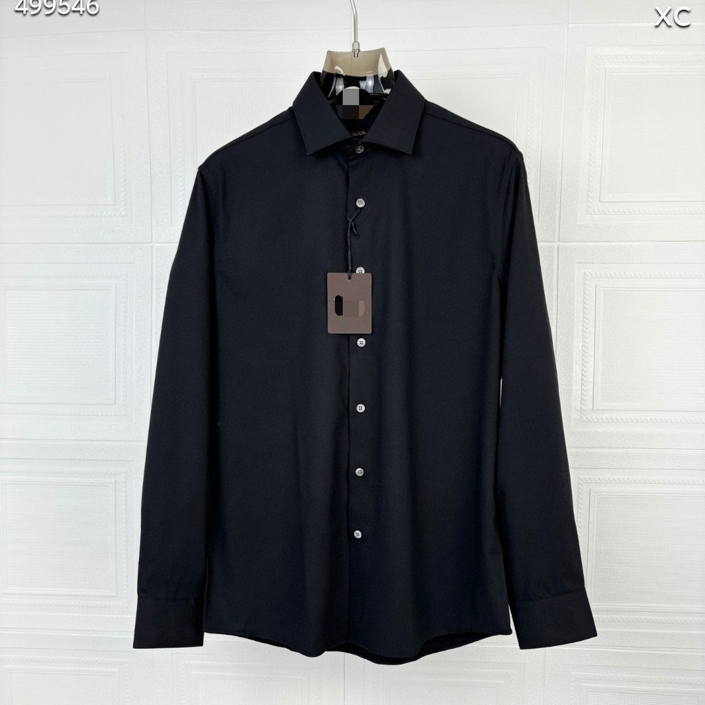 4HRW Zegna Wool Men's Warm Autumn Winter Long Sleeve Shirt Business Casual Shirt Formal Slim Fit