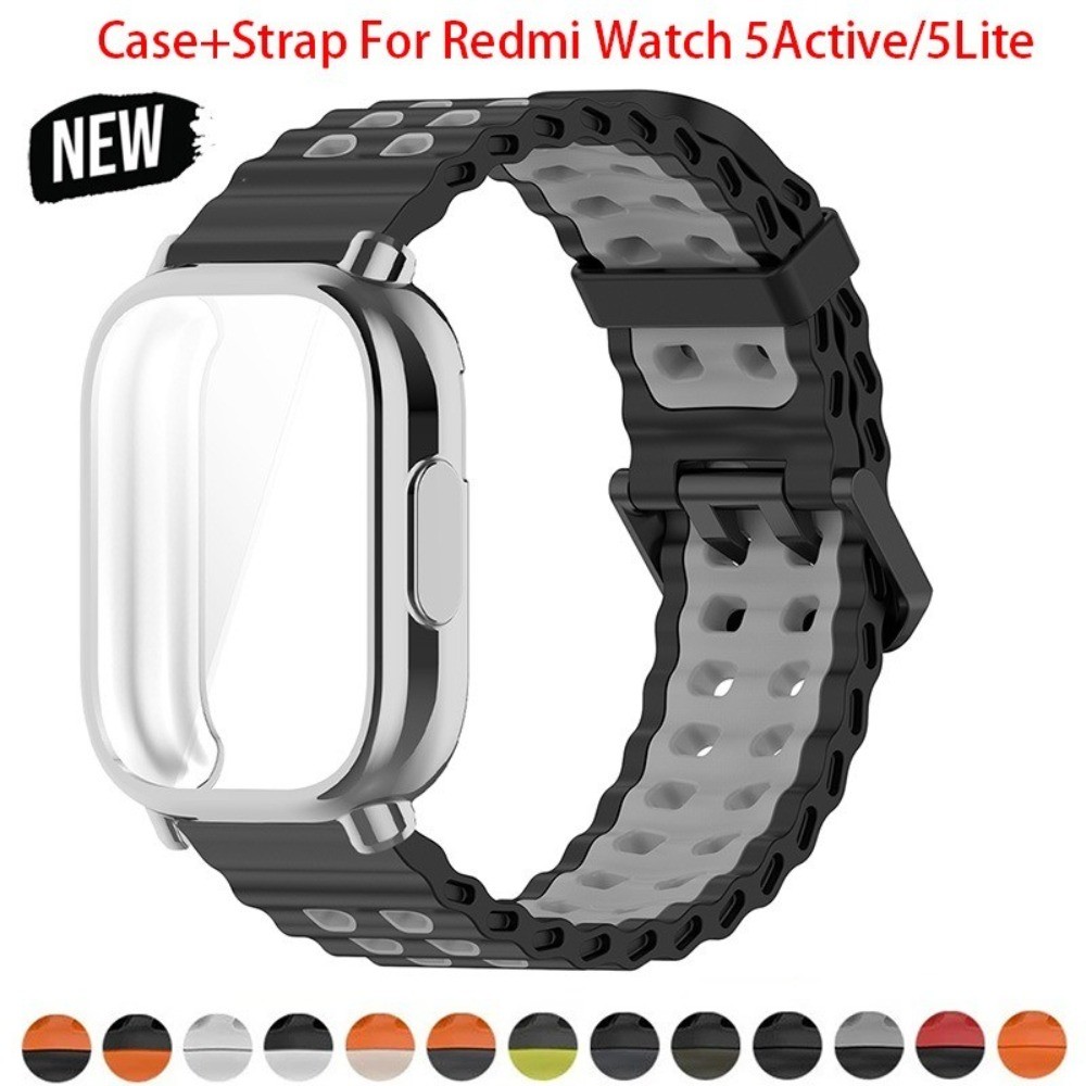 Case + Strap สําหรับ Redmi Watch 5 active/5 Lite ฝาครอบหน้าจอ TPU Soft Shell และ Breathable ซิลิโคน Sport Band