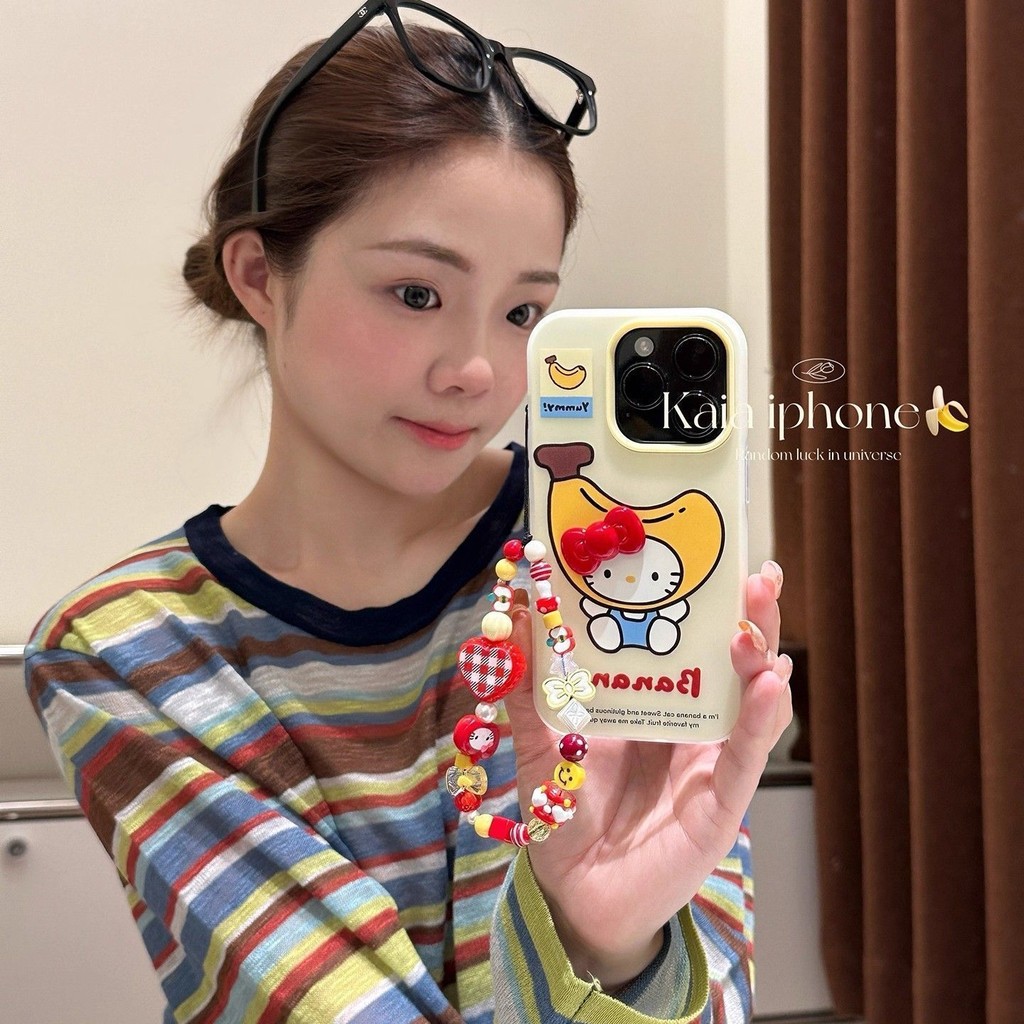 น่ารักกล้วย Hello Kitty เคสโทรศัพท์สําหรับ iPhone11/12/13/14/15/16 12Promax 11Promax 12Pro 14plus 15