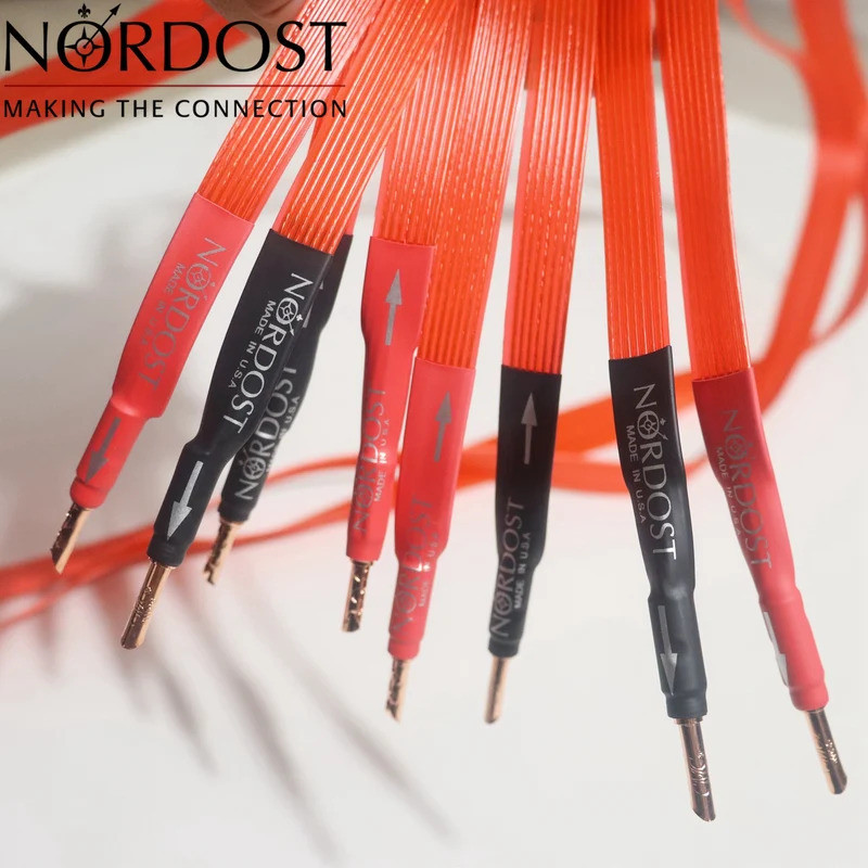 Nordost Flagship Red Dawn Speaker Cable Silver Plated 6N OFC Audiophile Audio Amplifier Wire (รวมกล้วยทองแดงแดงและปลั๊ก Y Spade)