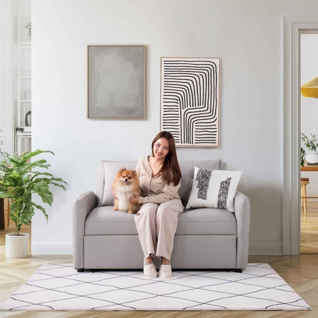 SB Design Square โซฟาเบดรุ่น Unna Plus - PET สีเทาอ่อน (150x100x93 ซม.) แบรนด์ SOFA SOLUTIONS