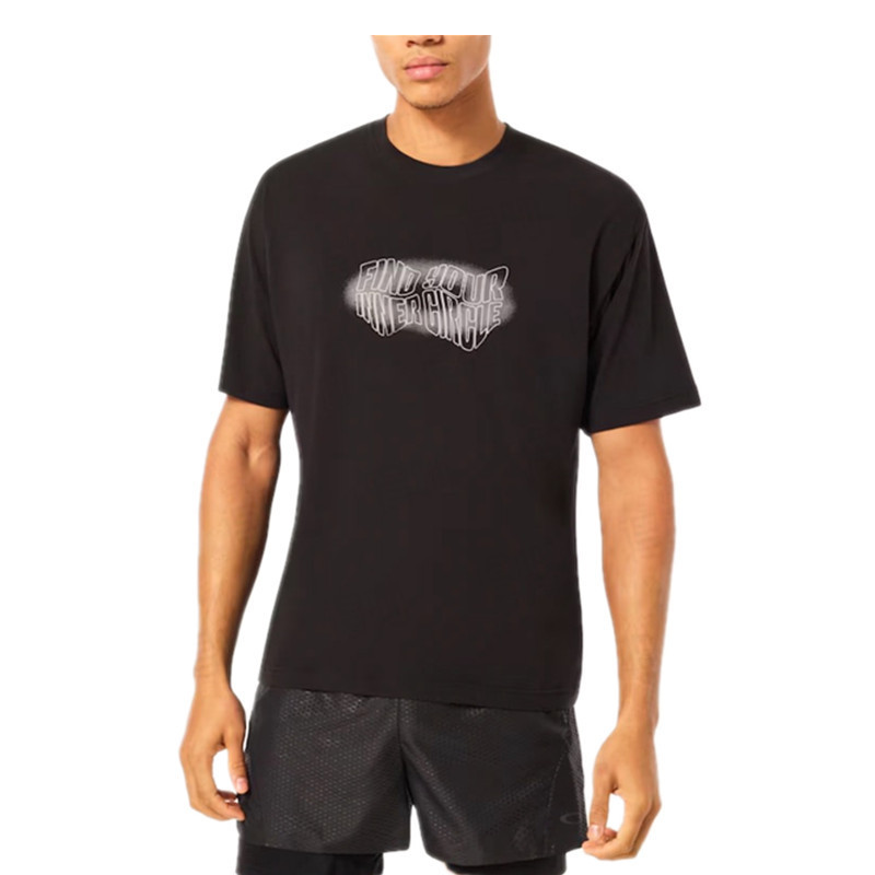 OA*K  Angel Smudge Logo Print Loose Cotton Round Neck Sports Short-Shirt Unisex 0502