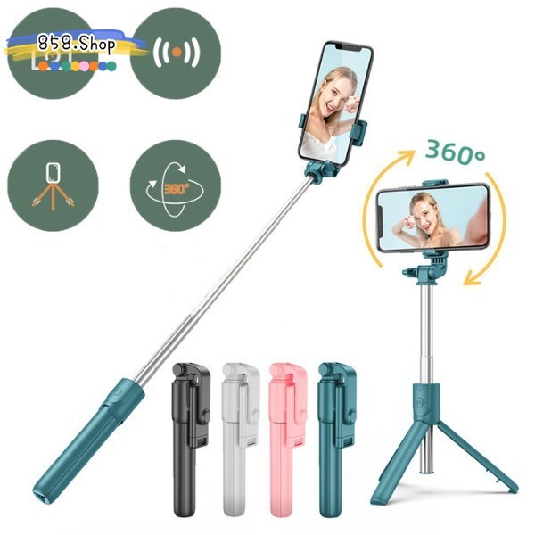 💥858💥 ไม้เซลฟี่ บลูทูธไร้สาย พร้อมรีโมท หมุนได้360องศา ยืดหดได้ ขาตั้งกล้องมือถือแบบพกพา