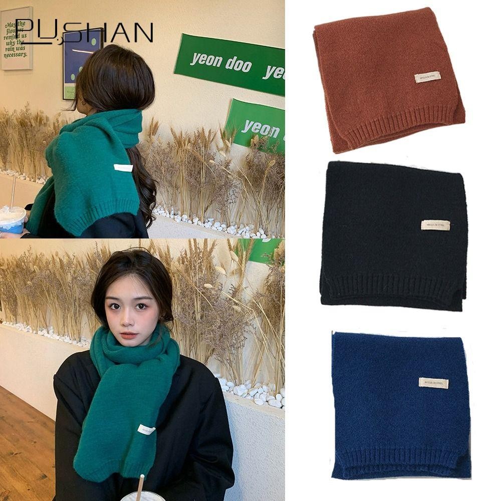 PUSHAN ผ้าพันคอขนสัตว์หนา แบบท่อคลุมคอดีไซน์อบอุ่น มีระบบปิดกระดุม สำหรับฤดูใบไม้ร่วงและฤดูหนาว