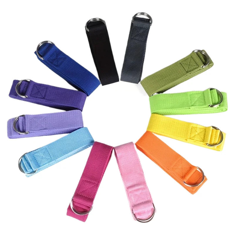183* 3.8cm Yoga Stretching Belt Cotton Fitness Yoga Belt Adjustable Woven Elastic D-Ring Buckle Fitn