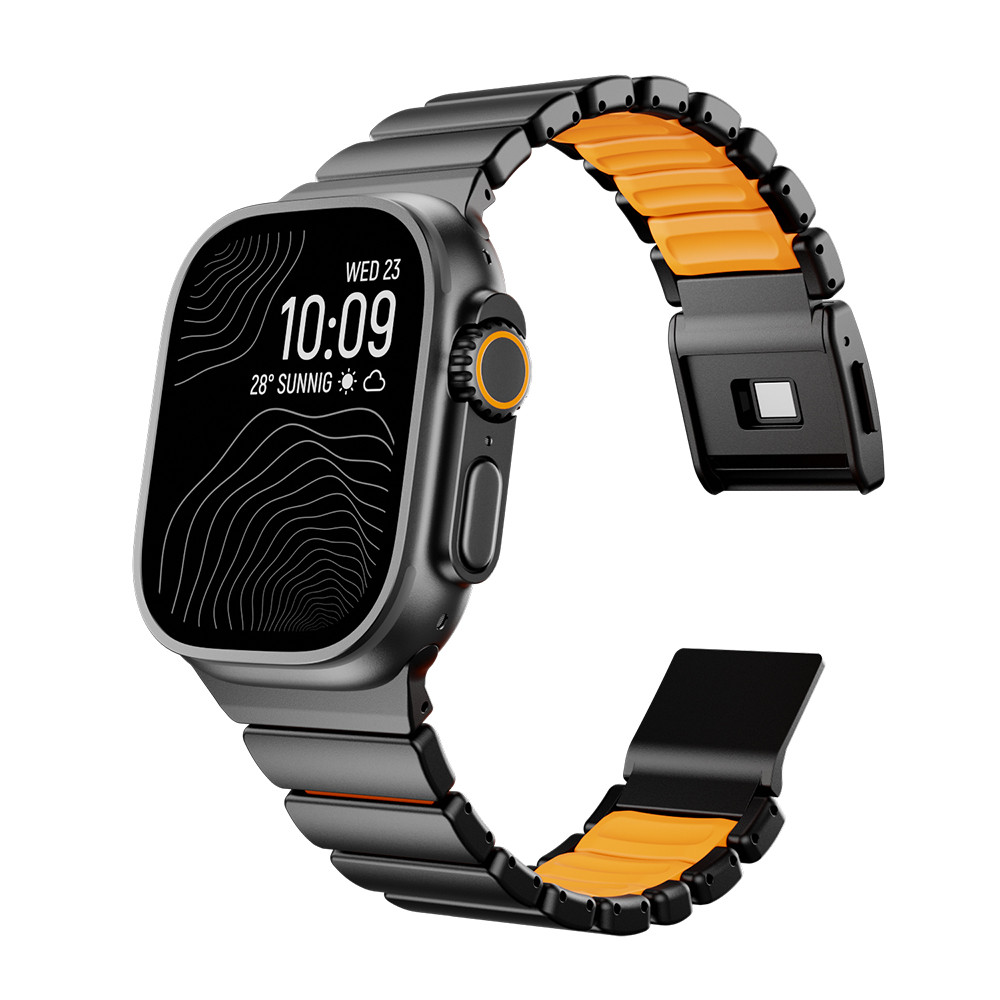 สายนาฬิกาโลหะผสมไททาเนียมธุรกิจระดับไฮเอนด์สําหรับ iWatch ultra 2 49 มม. ซิลิโคนด้านหลังสําหรับ Series 10 9 8 7 6 5 4 SE 46 45 44 มม.
