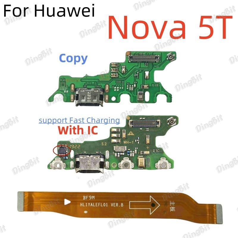 สําหรับ Huawei Nova 5T USB Charger Connector Dock ชาร์จพอร์ตแจ็คบอร์ดหลัก Flex Cable พร้อมไมโครโฟนอะไหล่