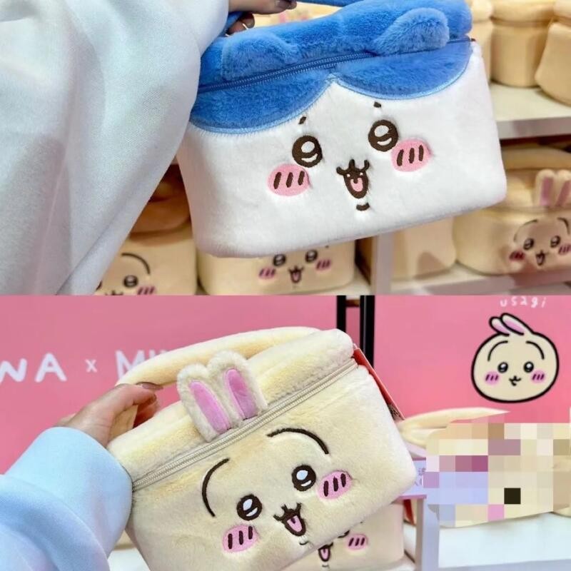 น่ารัก Kawaii Chikawa Plush Usagi Hachiware Make Up กระเป๋าเครื่องสําอางการ์ตูนขนาดใหญ่ความจุกระเป๋า