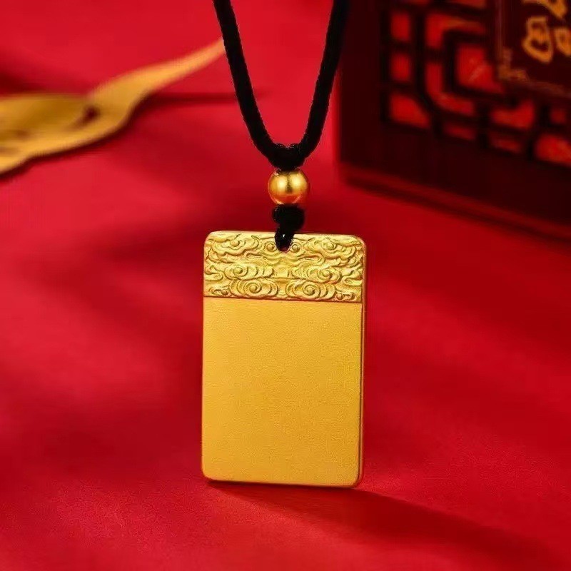 เวียดนามทรายทอง Ankang Wuwu แท็กจี้สร้อยคอผู้ชายผู้หญิงแท็กสร้อยคอสีดํา String Pullable จี้ sdf Xiao