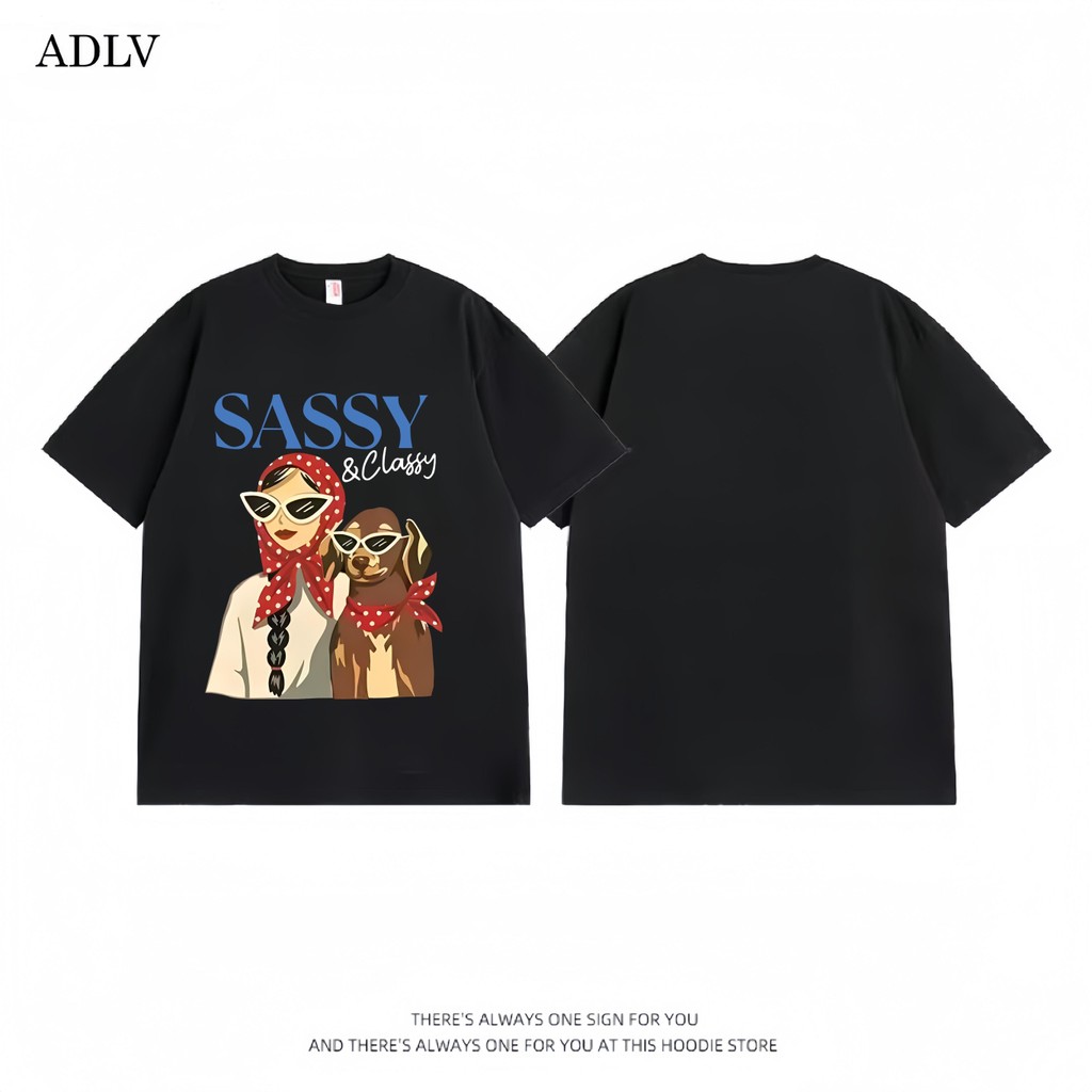 AD8844 ลายเสื้อน้องหมากับหญิงสาว Sassy & Classy เน้นคุณภาพดี ใส่สบาย และราคาเข้าถึงได้  ราคาไม่แพง