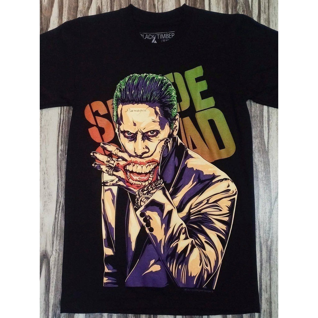 แฟชั่น 2025 Bt82 ทีมฆ่าตัวตาย Joker Star Jared Leto คอลเลกชันภาพยนตร์พิเศษเสื้อยืด Black Timber