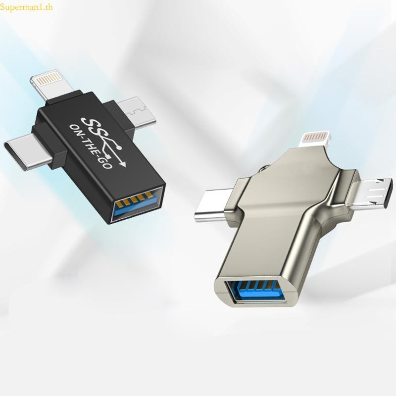 ที่ดีที่สุด 3in1 OTG อะแดปเตอร์ USB Android iOS ปลั๊กหรือ Micro USB หรือ USB C อุปกรณ์เสริม Android 