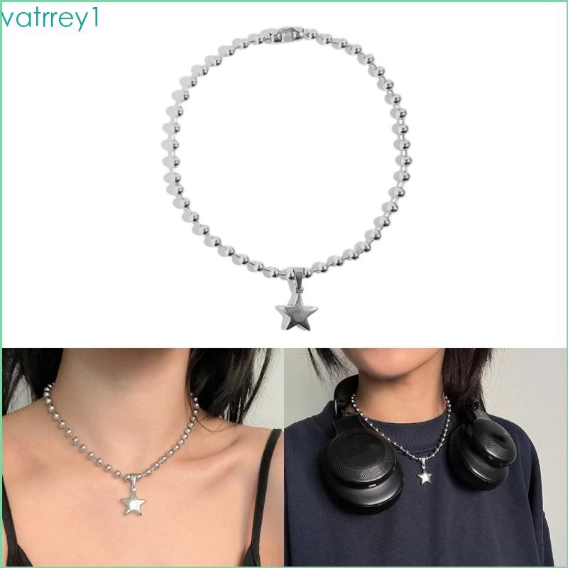 VAT1 สร้อยคอมณีเมทัลแบบสตาร์ พิมพ์ทรงฮิปฮอปสำหรับสาวๆ