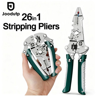 JOODUTP 26 in 1 Tang lipat Pemotong Kabel Multifungsi Anti Shock Bahan Krom Vanadium Kawat Tang Dekrustasi Kabel Pengupas