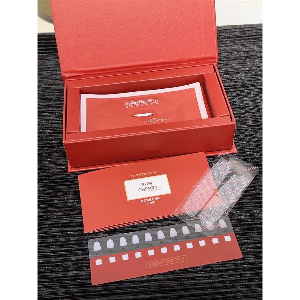 Spot Goods#Cute Teeth Cleaning Montooth Whitening Teeth Strips Rum Cherry Teeth Whitening Strips Shi