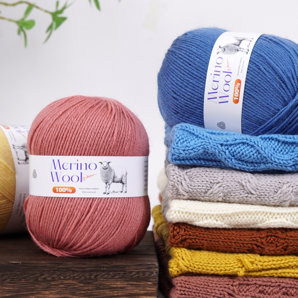 100 กรัม/ม้วน 100% Merino Wool เส้นด้ายขนสัตว์บริสุทธิ์ปานกลางสําหรับถักด้วยมือผ้าพันคอเสื้อกันหนาวเป็นมิตรกับผิวเส้นด้ายขนสัตว์คุณภาพสูง